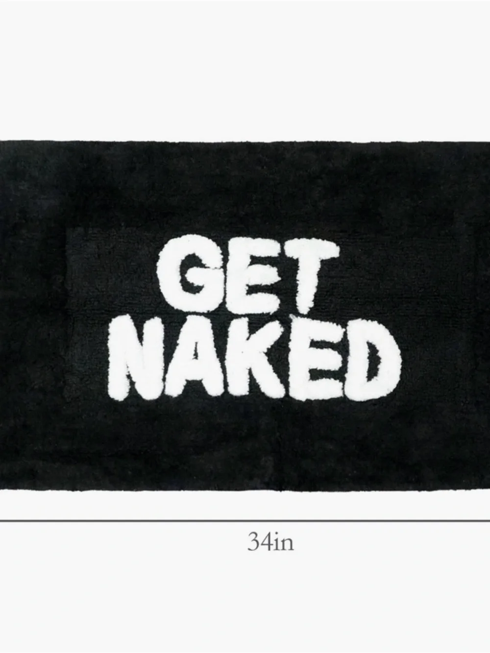 Plush Black 'GET NAKED' Bath Mat - Bold White Lettering